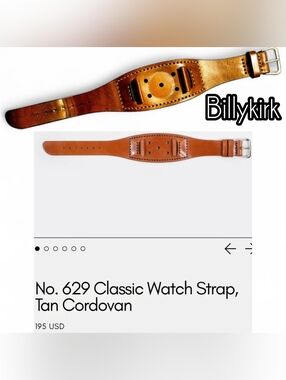 Billy Kirk Rally NO. 629 Watch Leather Bund Strap, Tan Shell Cordovan Leather